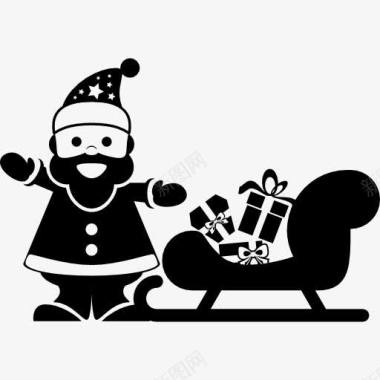 圣诞老人站在雪橇图标图标