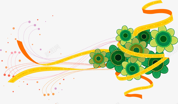 花朵装饰图案矢量图ai免抠素材_新图网 https://ixintu.com 丝带 唯美 彩带 花朵 装饰图案 矢量图