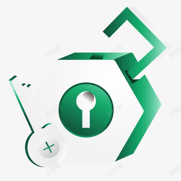 手绘绿色钥匙锁头png免抠素材_新图网 https://ixintu.com 手绘 绿色锁头 钥匙 锁 锁头
