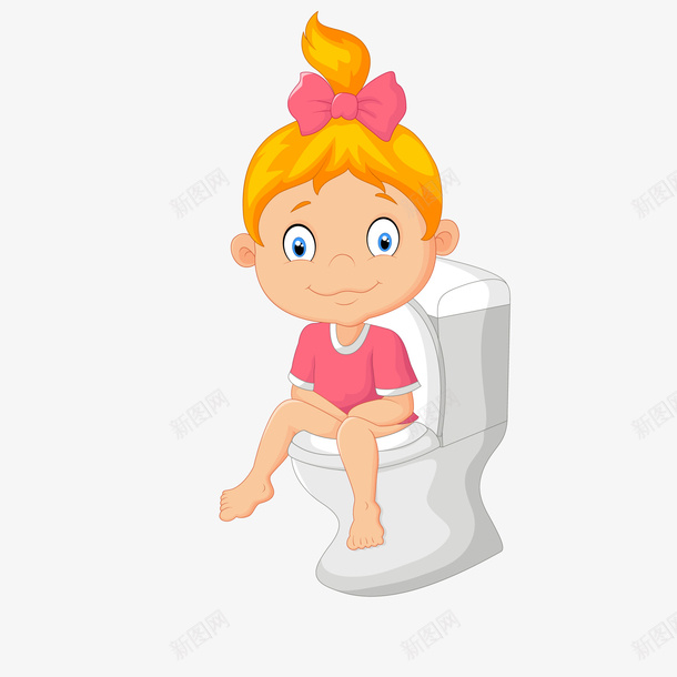 坐在马桶上的女孩矢量图ai免抠素材_新图网 https://ixintu.com 上厕所 人物设计 儿童人物 卡通 女孩 马桶 矢量图