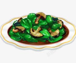 手绘香菇炒青椒中国菜素材