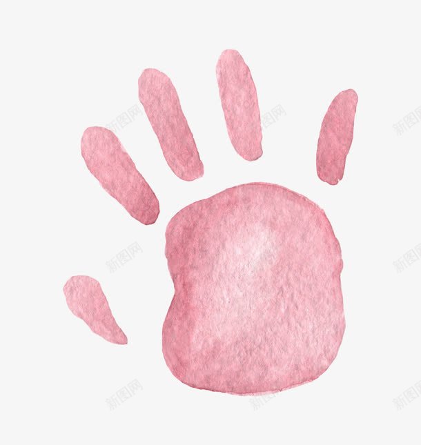 粉色手掌印png免抠素材_新图网 https://ixintu.com 卡通 手掌印 水彩 粉色