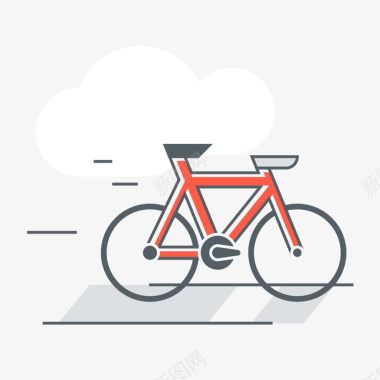 红色单车自行车图标矢量图图标