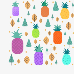 彩色菠萝植物矢量图素材