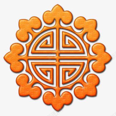 中国风圆形雕花图标图标