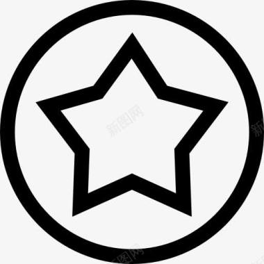 明星的轮廓在圆线图标图标