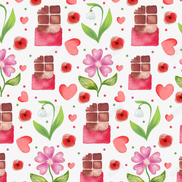 粉色花朵盒巧克力背景png免抠素材_新图网 https://ixintu.com 巧克力 手绘 水彩画 爱心 鲜花