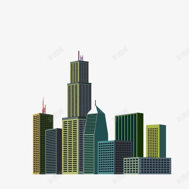 彩色城市立体建筑楼png免抠素材_新图网 https://ixintu.com 创意 卡通 商务 城市 建筑物 彩色 手绘 立体