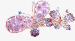 七彩宝石发夹紫色蝴蝶高清图片