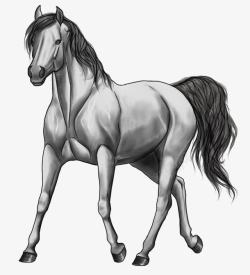 马黑白黄石湖手绘一匹马高清图片