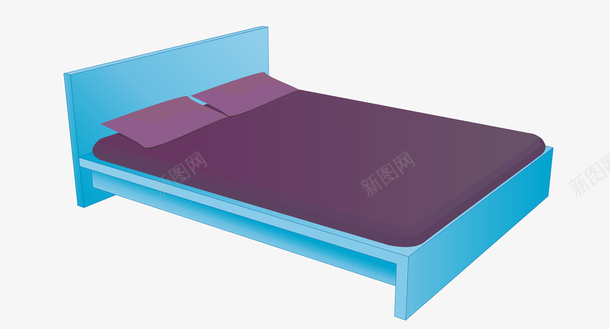 蓝色床矢量图ai免抠素材_新图网 https://ixintu.com 家具 床 蓝色 矢量图