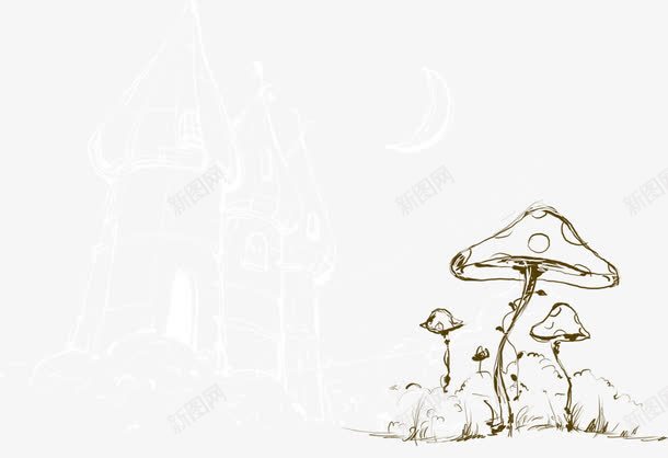 手绘蘑菇背景png免抠素材_新图网 https://ixintu.com 图片 背景 蘑菇
