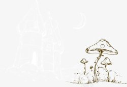 手绘蘑菇背景素材