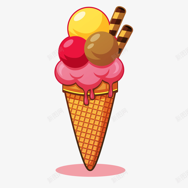 卡通冰淇淋矢量图ai免抠素材_新图网 https://ixintu.com 冰淇淋 创意卡通 卡通 卡通插图 美味甜筒 矢量图