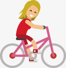 一个骑自行车的女孩矢量图素材