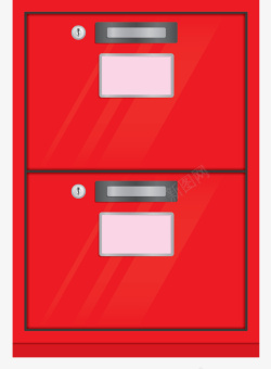 红色方形玻璃材质文件柜素材