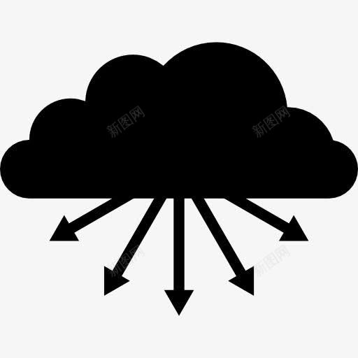 云存储的箭下图标png_新图网 https://ixintu.com 云存储 云的轮廓界面 云计算 箭