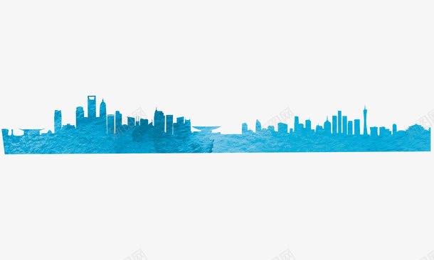 蓝色渐变城市png免抠素材_新图网 https://ixintu.com 城市 渐变 简约 蓝色 边框