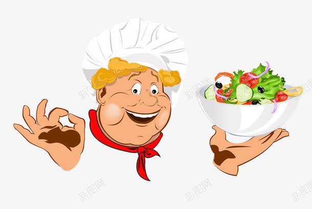 端着美食的厨师png免抠素材_新图网 https://ixintu.com 减肥餐 卡通 厨师 可爱 手绘 美食 膳食 蔬菜沙拉 食物