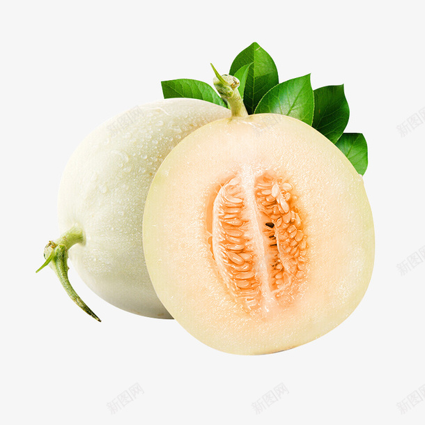 白香瓜透明图png免抠素材_新图网 https://ixintu.com 瓜果 瓜果设计 瓜类 甜瓜 甜瓜设计 白色 食物