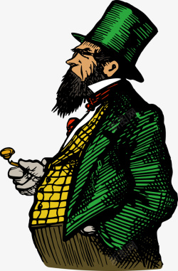 黑胡子戴着绿帽子的男士矢量图高清图片