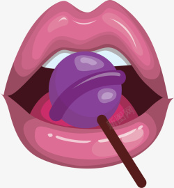 嘴唇棒棒吃棒棒糖的粉色嘴唇矢量图高清图片