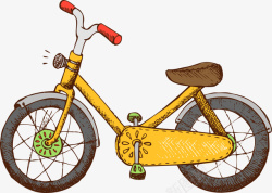 黄色手绘自行车素材