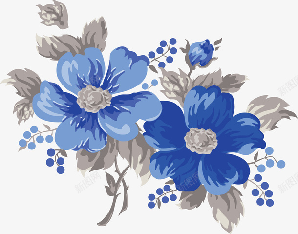 手绘蓝色花朵花瓣png免抠素材_新图网 https://ixintu.com 叶子 手绘花朵 水彩 简约 蓝色花朵 蓝色花瓣
