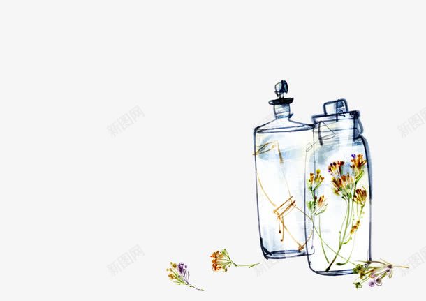 瓶子里的花png免抠素材_新图网 https://ixintu.com 卡通 瓶子 设计 透明