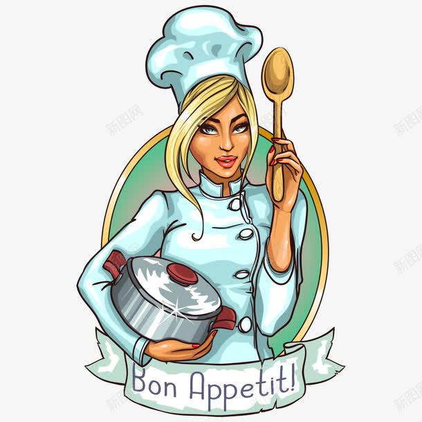 美女厨师png免抠素材_新图网 https://ixintu.com 人物 人物插画 勺子 卡通人物 厨师 插画 美女