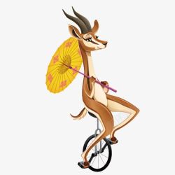 骑着单轮车的长颈鹿骑着单轮车的袋鼠高清图片