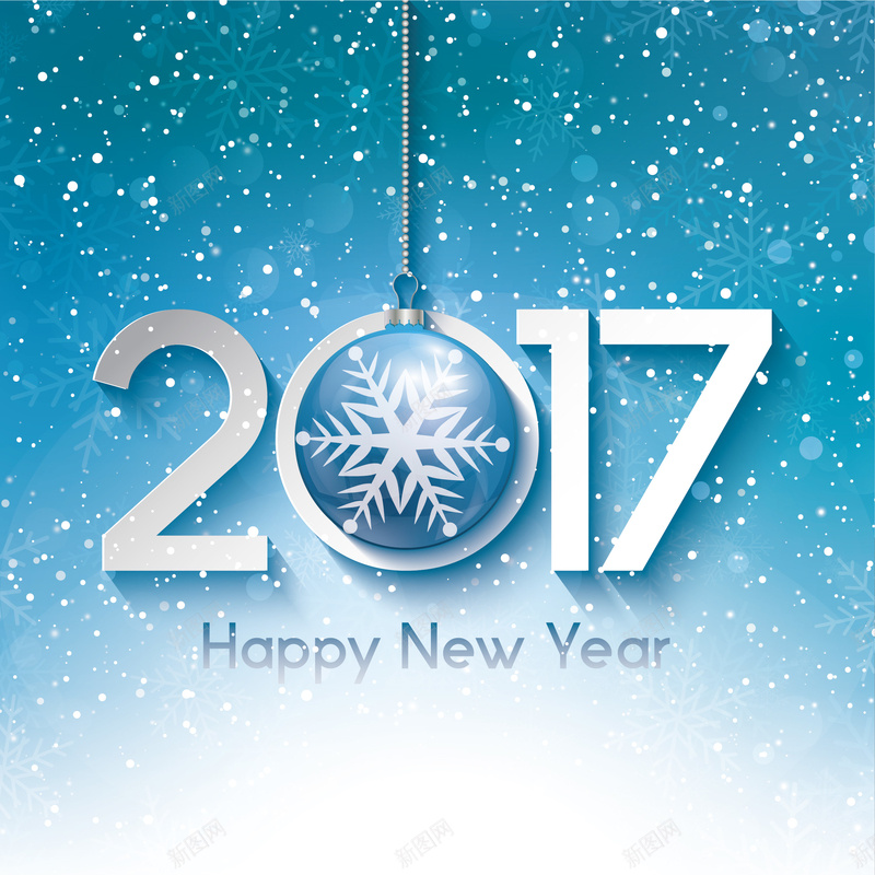 2017新年海报背景矢量图ai设计背景_新图网 https://ixintu.com 2017 2017年 2017新年海报 元旦 新年 新年背景 海报 激情 狂欢 蓝色彩球 矢量图