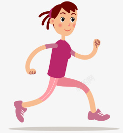 跑步女子卡通扁平化跑步女子矢量图高清图片