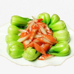 小白菜烩蟹棒小白菜炒蟹棒高清图片