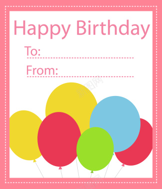 彩色气球生日卡片背景矢量图背景