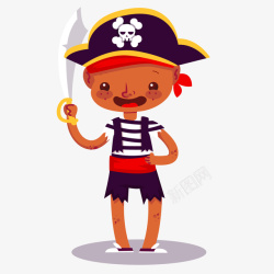 海盗万圣节装扮角色卡通万圣节海盗装扮人物矢量图高清图片