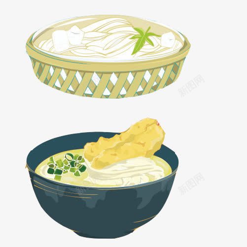 面食手绘画片png免抠素材_新图网 https://ixintu.com 手绘美食 油条 白色 面条