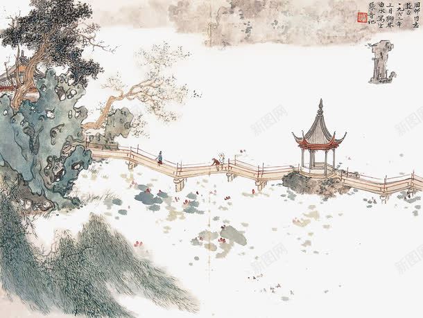 水墨西湖png免抠素材_新图网 https://ixintu.com 免抠 免费下载 水墨 水墨西湖 装饰
