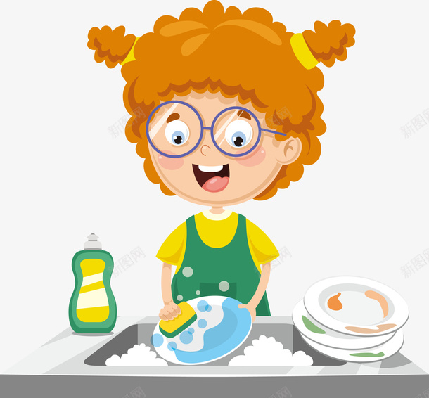 正在洗碗的女孩矢量图eps免抠素材_新图网 https://ixintu.com 女孩 女孩洗碗 洗碗 洗碗PNG 矢量洗碗 矢量图