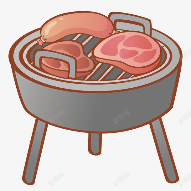 烧烤炉和烤肉矢量图ai免抠素材_新图网 https://ixintu.com 创意 手绘 拟物化 插画 烤肉 烧烤 矢量图