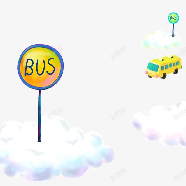 卡通bus指示牌png免抠素材_新图网 https://ixintu.com BUS 公交指示牌 公交车 卡通公交