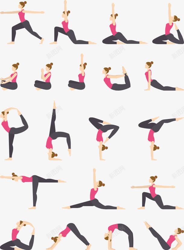 运动瑜伽插画png免抠素材_新图网 https://ixintu.com 健身 瑜伽 美体 锻炼
