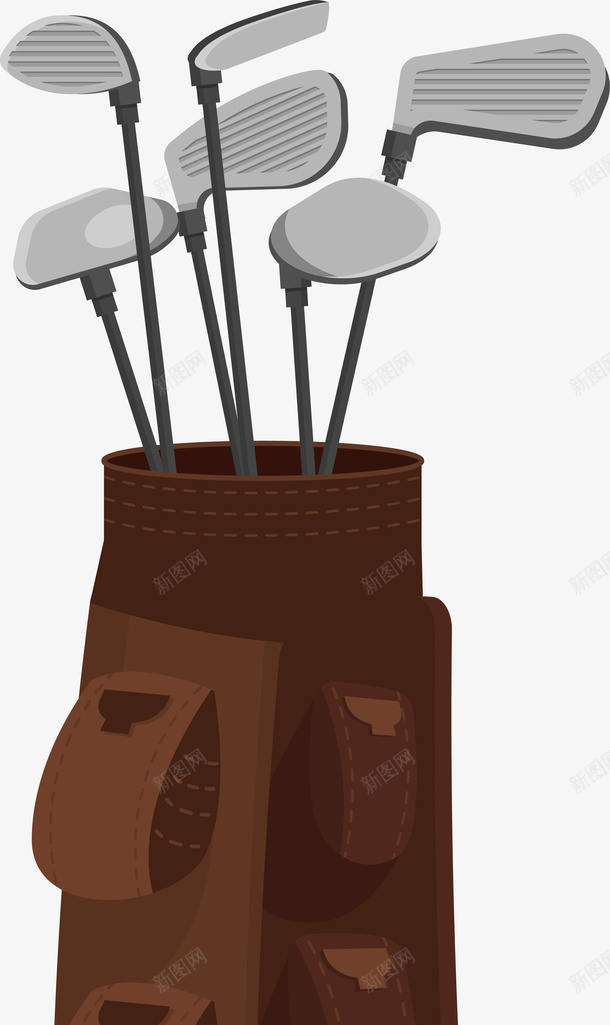 褐色高尔夫背包png免抠素材_新图网 https://ixintu.com 卡通 扁平化 矢量图案 褐色 运动用品 高尔夫背包