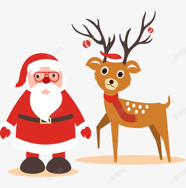 圣诞老人和驯鹿png免抠素材_新图网 https://ixintu.com 圣诞老人 圣诞节 海报 艺术 驯鹿
