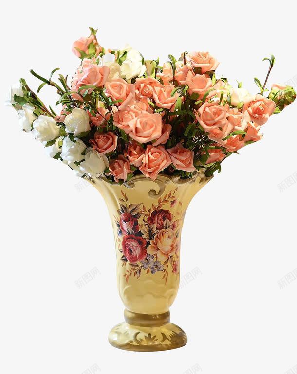 花束png免抠素材_新图网 https://ixintu.com 玫瑰花 粉色 装饰花瓶