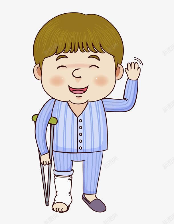 挥手的男孩png免抠素材_新图网 https://ixintu.com 卡通 受伤 孩子 微笑 手绘 残疾 水彩 男孩 男生