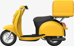 黄色带箱摩托车素材