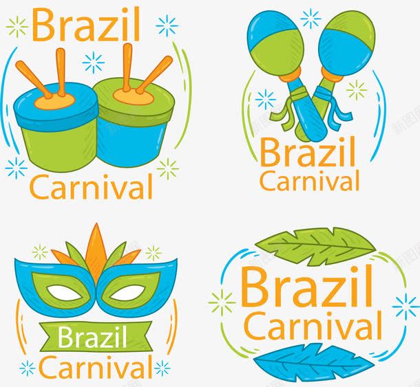 狂欢节海报png免抠素材_新图网 https://ixintu.com 巴西 手鼓 狂欢节 蓝绿色 面罩