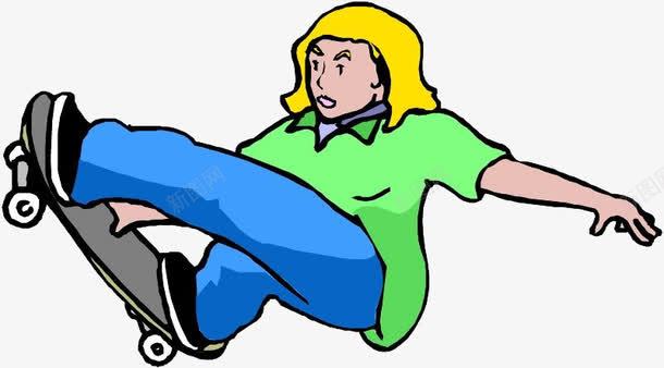 手绘玩滑板的人png免抠素材_新图网 https://ixintu.com 手绘 玩滑板 男孩 运动 黄头发
