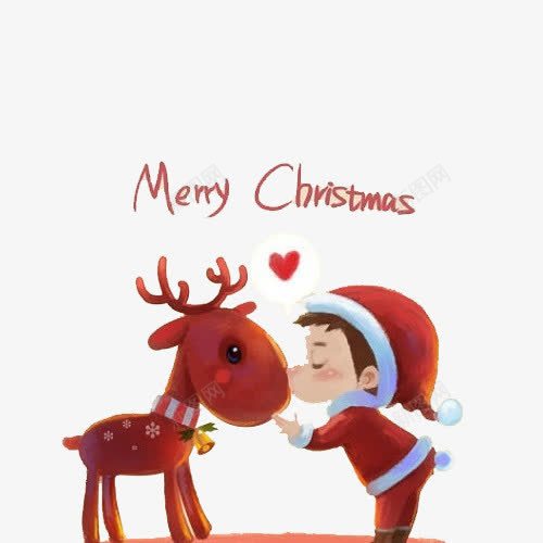 男孩驯鹿圣诞快乐png免抠素材_新图网 https://ixintu.com 圣诞快乐 插画 男孩 驯鹿